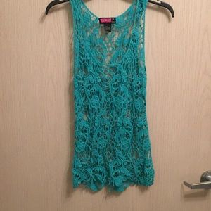 Say What? Crochet Blue Tank Top